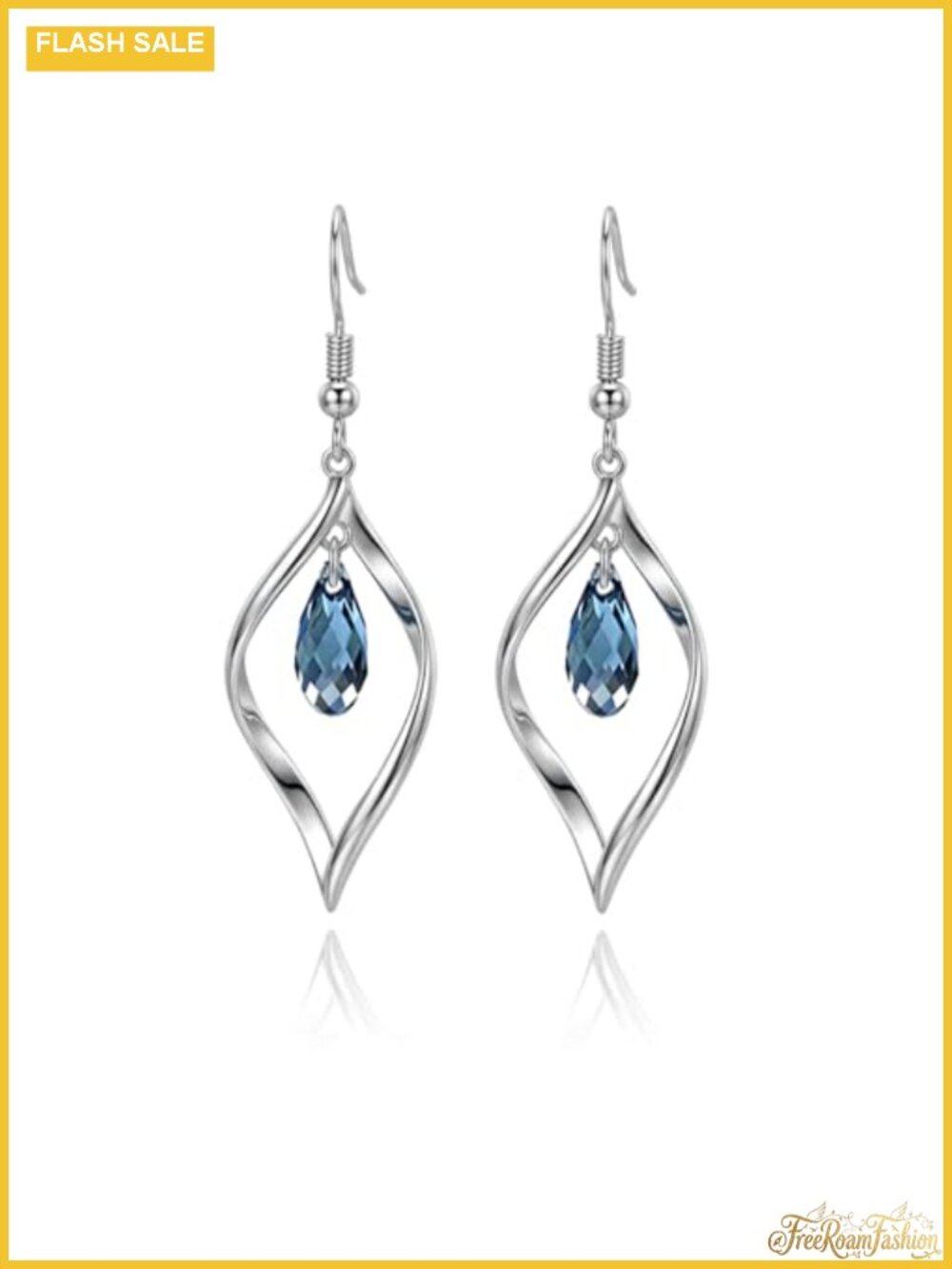 Rhodium Plate 925 Sterling Silver Hook Twist Leaf Dangle Earrings for Women